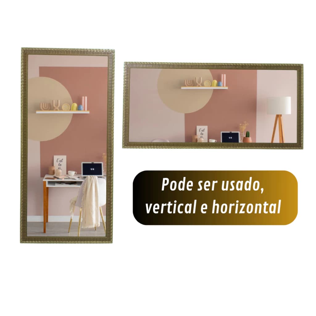 Espelho Decorativo Corpo Inteiro 55x115 Moldura de Madeira